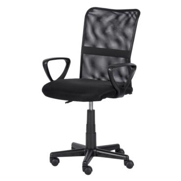 Работен стол ДОРИС- черна полипропиленова основа на колелца, полипропиленови фиксирани подлакътници