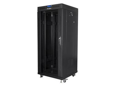 Комуникационен шкаф Lanberg rack cabinet 19' free-standing 27U / 600x600 self-assembly flat pack with glass door LCD, black
