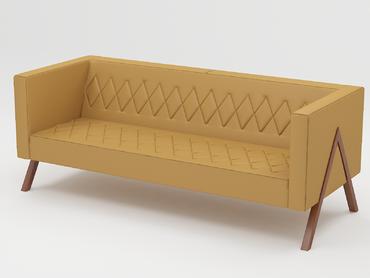 Диван триместен ТУТРАКАН ANT 03 - сниман от десен профил, в жълта дамаска