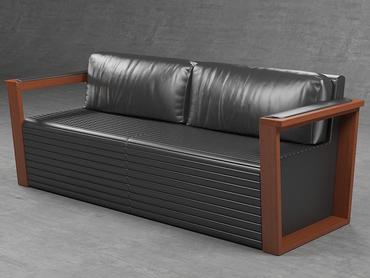 Диван триместен ДРАМА NORMA 03- черен цвят, сниман отдясно