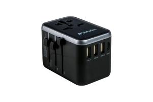 Адаптер Verbatim UTA-04 Universal Travel Adapter with 1 x USB-C PD 61W & QC 3.0 / 1 x USB-C / 3 x USB-A