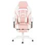 Геймърски стол ЖИЗЕЛ-снимка отпред, розово и бяло