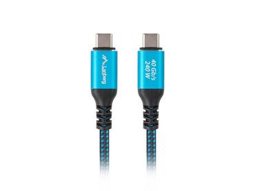Кабел Lanberg USB-C M/M 4.0 cable 1m 240w 8k 60hz black-blue