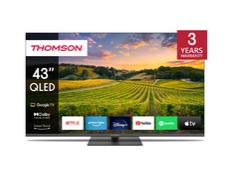 Телевизор Thomson Smart QLED TV 43'; Google TV; 3840 x 2160 (4K UHD), 4000:1, QLED, 60 Hz, DVB-T/T2/C/S/S2, HDR10, Hotel mode, Wi-Fi, Bluetooth, LAN, HDMI 2 (2.0) + 2 (2.1), USB 2 (2.0) + 1 (3.0), Central Swivel Stand, Dark gray
