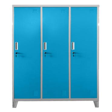 Метален гардероб детски BTL JZ с 3 отделения 150x120x40 см- светлосин, затворен