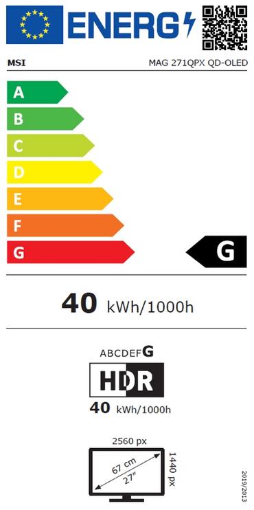 Монитор MSI MAG 271QPX QD-OLED, 26.5', 360Hz, 0.03ms, WQHD 2560x1440, Oled Care 2.0, Fanless Design with Graphene, ClearMR 13000, HDR True Black 400, AI VISION, 250 nits, 1500000:1, 100M;1, DP (1.4a), 2x HDMI (2.1), Type-C (DP alt. PD 15W), Adj.Stand 110m