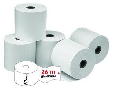 Касови ролки термо 57 мм/ф 48 26 м 10 бр