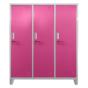 Метален гардероб детски BTL JZ с 3 отделения 150x120x40 см- затворен, розов, снимка отпред