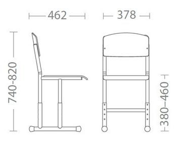 Ученически стол Ана Е-276 -схема, размери на стол