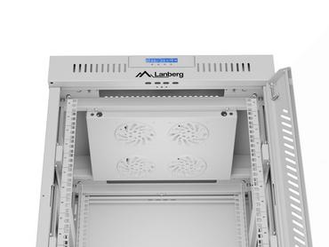 Комуникационен шкаф Lanberg rack cabinet 19' free-standing 15U/600x600 (flat pack) with glass door lcd grey v2