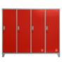 Метален гардероб BTL JZ с 4 отделения 150x159x40 см червен с 4 затворени врати и заключване