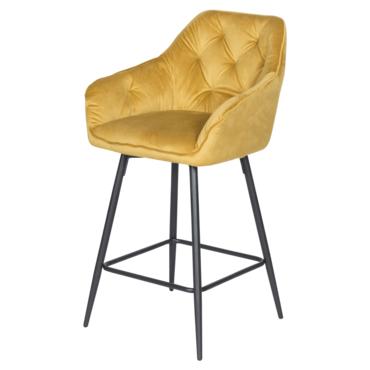 Бар стол АЛЕГ-черни крака, гръб с робчета