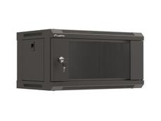 Комуникационен шкаф Lanberg rack cabinet 19' wall-mount 4U/540x350 (flat pack) with glass door black