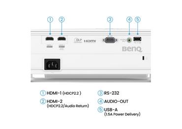 Мултимедиен проектор BenQ TK700ST DLP, 4K UHD (3840x2160), HDR, Ultra-fast 4ms, 10K:1, 3000 AL, 1.2x Zoom, Keystone 2D, Console Gaming, 2xHDMI, USB, RS232, Speaker 5W, eARC, Dolby Atmos, Audio out, 28dB (Eco)