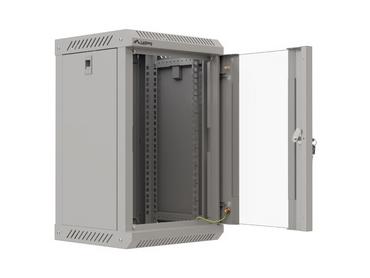 Комуникационен шкаф Lanberg rack cabinet 10' wall-mount 9U/300x300 (flat pack) with glass door grey