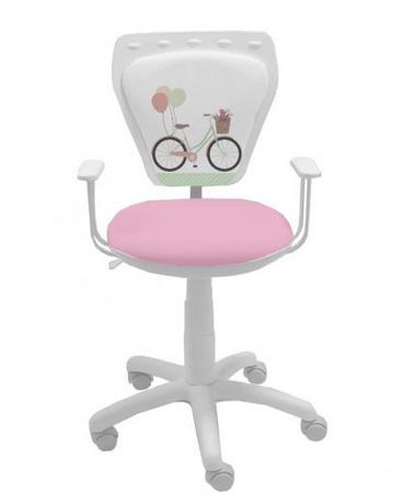 Детски стол КОЛЕЛО- снимка отпред, розова седалка