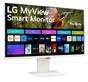 Монитор LG 32SR85U-W, 31.5' IPS Smart webOS, Full HD Web cam, AG, 5ms, 1000:1, 400cd/m, DCI-P3 95%, 4K UHD (3840x2160), ThinQ, HDR 10, HDMI, USB Type-C-PD 90W, Wi-Fi B/in, AirPlay 2, Bluetooth, Speakers 5W x 2, Height Adjustable, Tilt, White