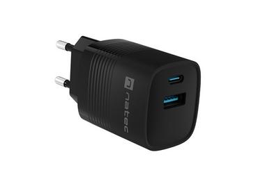 Адаптер Natec USB Charger  Ribera Gan 1X USB-A + 1X USB-C 30W, Black