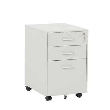 Метален контейнер J  BTL с 3 чекмеджета, с дръжки - сив, сниман отпред, затворени чекмеджета