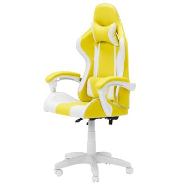 Геймърски стол ТЕСА- бяла база, бели полипропиленови подлакътници с меки падове