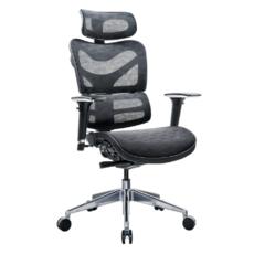 Работен стол ХЕРМЕС- снимка отпред, меш, черен цвят