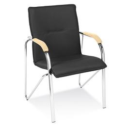 Посетителски стол САМБА - черен цвят, еко кожа