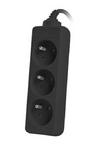 Разклонител Lanberg power strip 3m, 3 sockets, french quality-grade copper cable, black