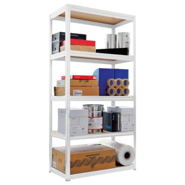 Метален стелаж 180х90х45 см - бял, 175 кг товароносимост