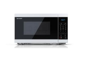 Микровълнова печка Sharp YC-MG02E-W, Fully Digital, Built-in microwave grill, Grill Power: 1000W, Cavity Material -steel, 20l, 800 W, LED Display Blue, Timer & Clock function, Child lock, White door, Defrost, Cabinet Colour: White