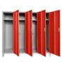Метален гардероб BTL JZ с 4 отделения 150x159x40 см червен с 4 отворени врати и 4 рафта