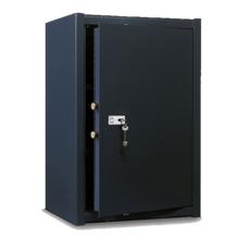 Метален сейф UNS A175 - черен на цвят, затворен, снимка отпред