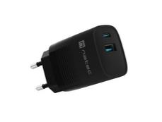 Адаптер Natec USB Charger  Ribera Gan 1X USB-A + 1X USB-C 30W, Black