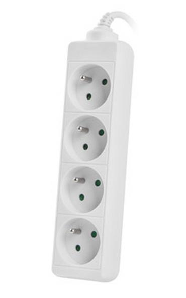 Разклонител Lanberg power strip 1.5m, 4 sockets, french quality-grade copper cable, white