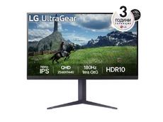 Монитор LG 32GS85Q-B, 31.5' UltraGear Nano IPS 1ms, AG, 180Hz, 1000:1, 350cd/m2, QHD (2560x1440), AMD FreeSync, NVIDIA G-SYNC, HDR 10, DCI-P3 98%, USB, HDMI, DisplayPort, Reader mode, Dynamic Action Sync, Headphone out, Height Adjustable,Tilt, Swivel, Bla