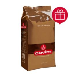 Кафе Covim Orocrema 1 кг зърна с пиктограма за подарък