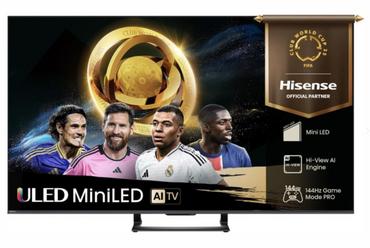 Телевизор Hisense 75'U7Q, 4K Ultra HD 3840x2160, ULED, FALD, Quantum Dot, 144Hz, IPS, HDR 10+, HLG, Dolby Vision IQ, Dolby Atmos, Smart TV, WiFi 5GHz, WiFi Direct, BT, Anyview Cast,light sensor, 4xHDMI, 2xUSB, LAN, CI+, DVB-T2/C/S2, Black