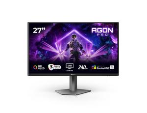 Монитор AOC AG276UZD, 26.5' QD-OLED, 3840x2160@240Hz, 0.03ms GtG, 1000cd m/2, 1.500.000:1, 80M:1 DCR, Adaptive Sync, FlickerFree, LowBlue Mode, 5Wx2, Tilt, Height Adjust, Pivot, Swivel, 2xHDMI, DP, USB hub, KVM