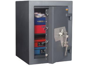 Метален сейф PMT 67 D EL - сив, сниман отпред, отворен