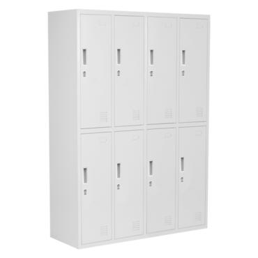 Гардероб метален BTL с 8 отделения 162/109/45 -сниман отстрани, празен, затворени врати, сив