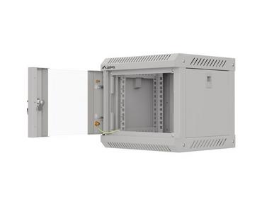 Комуникационен шкаф Lanberg rack cabinet 10' wall-mount 4U/300x300 (flat pack) with glass door grey