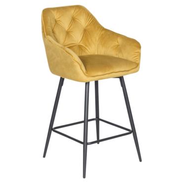 Бар стол АЛЕГ- жълт цвят, дамаска