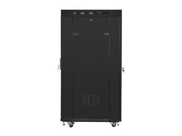 Комуникационен шкаф Lanberg rack cabinet 19' free-standing 27U / 600x800 self-assembly flat pack with glass door LCD, black