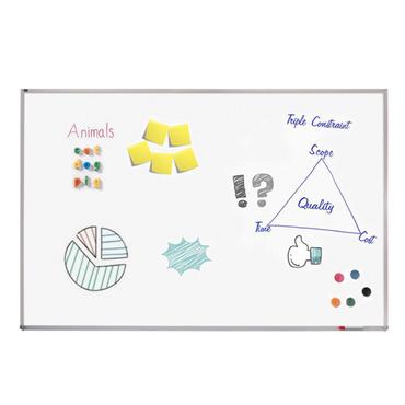 Бяла магнитна дъска с алуминиева рамка 120х180 см - снимана отпред, с рисунки