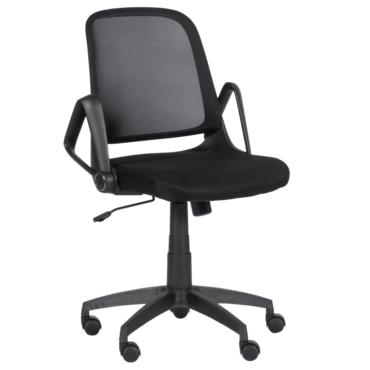 Работен стол ДИЛЯН- черна база, черна дамаска