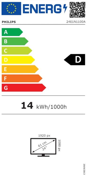 Монитор Philips 24E1N1100A, 23.8' IPS WLED, 1920x1080@100Hz, 4ms GtG, 1ms MPRT, 250cd m/2, 1300:1, Mega Infinity DCR, Adaptive Sync, FlickerFree, Low Blue Mode, 2Wx2, Tilt, D-SUB, HDMI