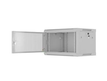 Комуникационен шкаф Lanberg rack cabinet 19' wall-mount 6U/600x450 with perforated door grey (flat pack)