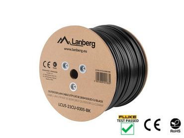 Кабел Lanberg LAN cable UTP Cat.5e 305m Outdoor Solid CU Fluke Passed, black