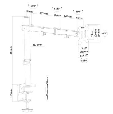 Стойка NewStar Flat Screen Desk Mount (clamp/grommet)