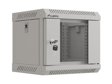 Комуникационен шкаф Lanberg rack cabinet 10' wall-mount 4U/300x300 (flat pack) with glass door grey