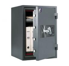 Метален сейф PMT комбиниран 67 EN EL - сив, сниман отпред